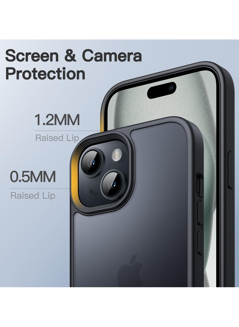 Jetech Matte Case for iPhone 15 6.1 Inch Shockproof Military Grade Drop Protection Frosted Translucent Back Phone Cover Anti Fingerprint Black - Image 4