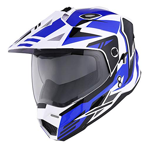 1Storm Dual Sport Motorcycle Motocross Off Road Full Face Helmet Dual Visor Storm Force Blue, Size Small - Image 2