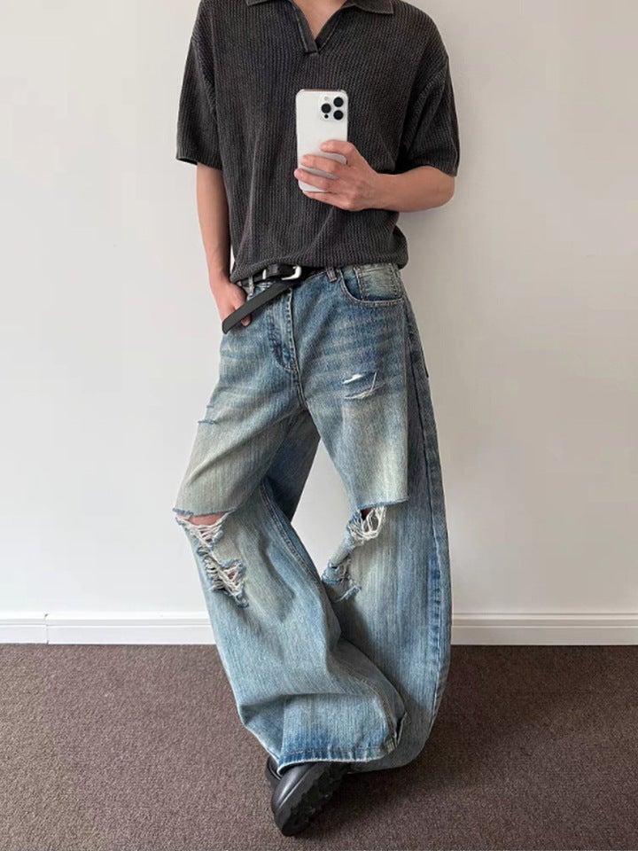 Unisex Classic Denim Jeans Loose Fit Daily Outdoor Wear - Image 1