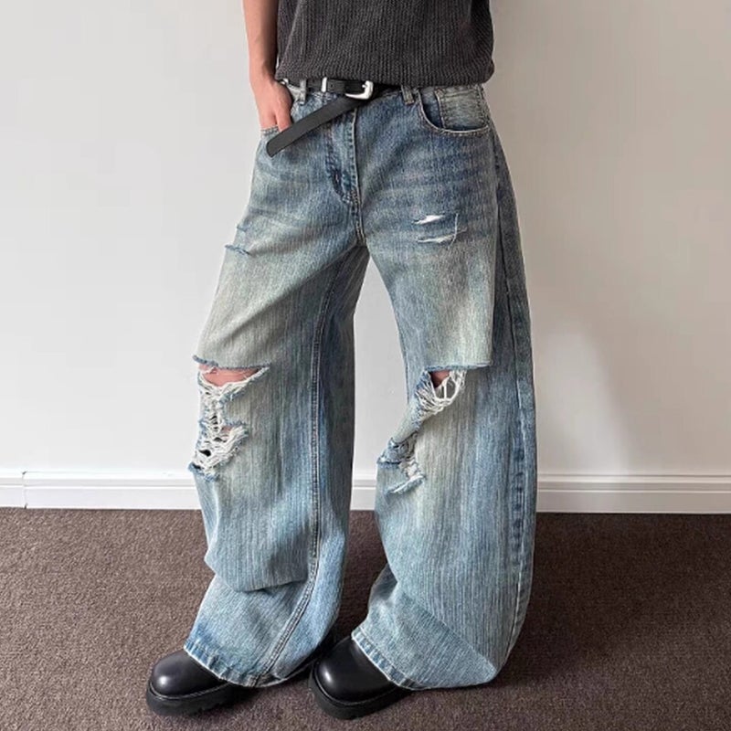 Unisex Classic Denim Jeans Loose Fit Daily Outdoor Wear - Image 3