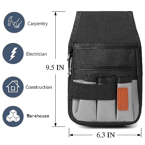 VIDAR TOOLS Small Tool Pouch with Belt Clip,Tool Belt Pouch,Electrician Tool Pouch.5 Pockets and Heavy-Duty Metal Belt Clip Attachment.… - Image 2
