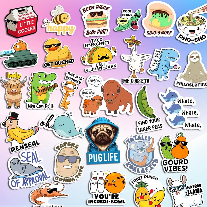 Debinolo 123 PCS Funny Pun Stickers for Adults, Hilarious Punny Gift for Laptop, Water Bottles, Decals for Scrapbooking Waterproof Vinyl - Image 2