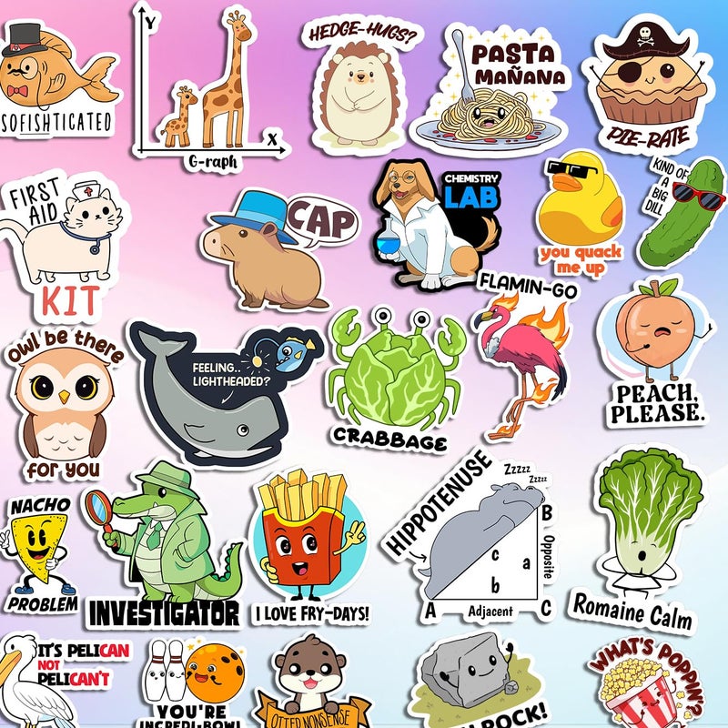 Debinolo 123 PCS Funny Pun Stickers for Adults, Hilarious Punny Gift for Laptop, Water Bottles, Decals for Scrapbooking Waterproof Vinyl - Image 4
