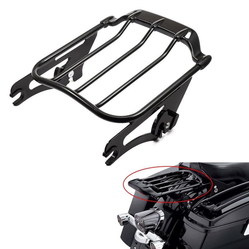 PBYMT Gloss Black Detachable Two up Mounting Luggage Rack Compatible for Harley Touring Street Glide Road King Electra Glide 20092024 Vivid Black