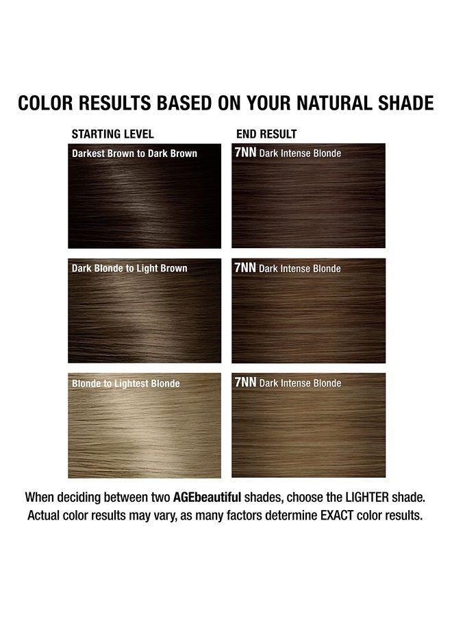 AGE beautiful AGEbeautiful Permanent Liqui Creme Hair Color Dye | 100% Gray Coverage | Anti-Aging | Biotin for Thicker, Fuller Hair | Professional Salon Coloring | 7NN Dark Intense Blonde - Image 3