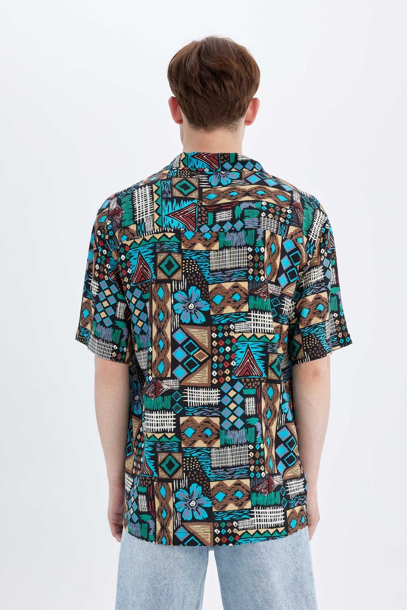 DeFacto Man Regular Fit Printed Viscose Short Sleeve Shirt  - Image 2