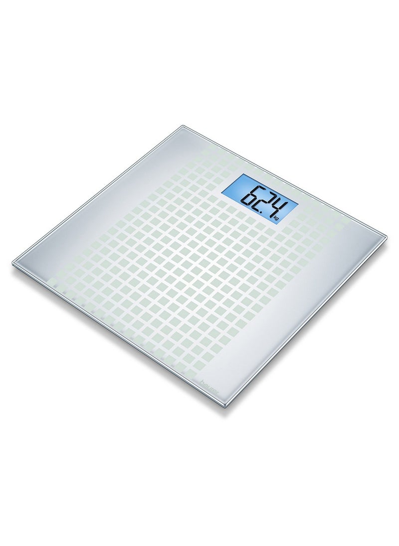 Beurer GS 206 Digital Glass Bathroom Scale 150 kg Capacity Blue Backlit LCD Mosaic Design Auto-Off Quick Start  - Image 1