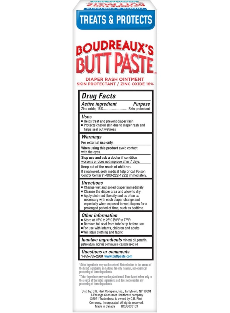 Boudreaux's Butt Paste for Sensitive Skin Diaper Rash Cream, Ointment for Baby, 4 oz Tube - Image 2