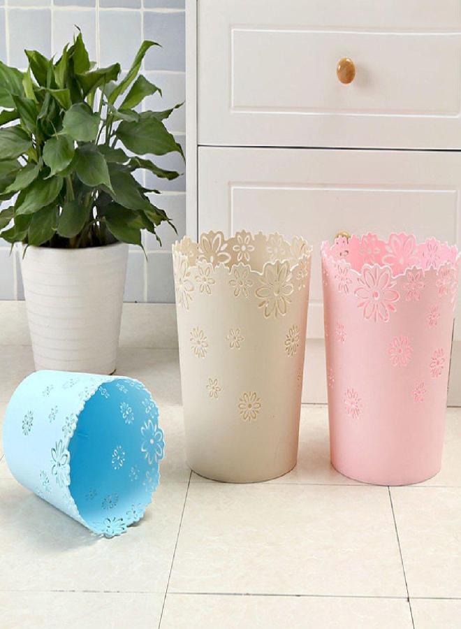 HMANE Wastebasket, Hollow Flower Shape Plastic Lidless Wastepaper Baskets Trash Can - M - Image 2