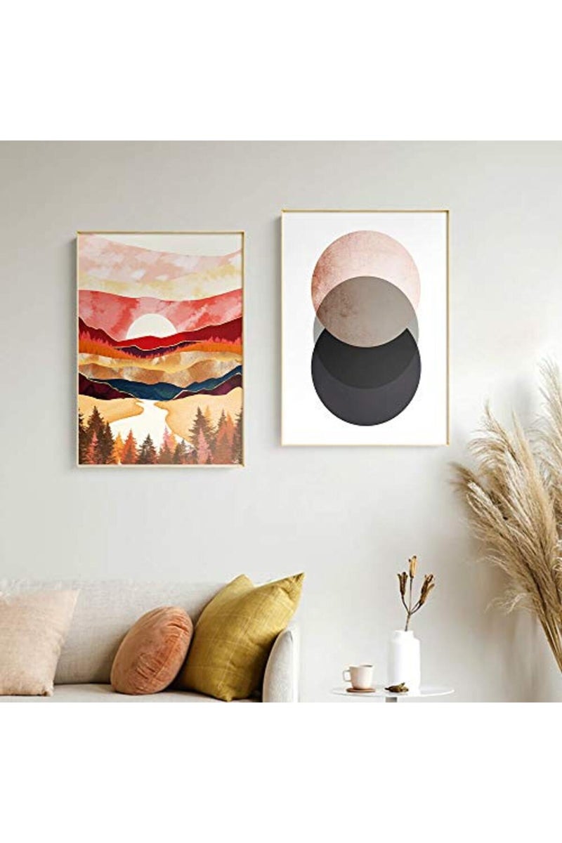 YUMKNOW Abstract Nature Wall Art - Boho for Bedroom Wall Decor for Living Room Pictures for Wall Prints, Unframed 16x20 inch, Mountain Decor, Sunset Moon Poster Modern Fall - Image 5
