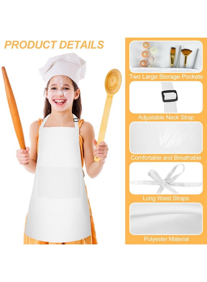 Morcheiong 12 Pack Adjustable Kids Apron Bulk With 2 Pockets Toddler Apron Kids Painting Aprons For Cooking Baking Painting Boys Girls (White) - Image 3