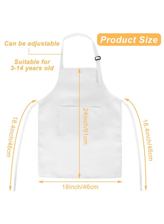 Morcheiong 12 Pack Adjustable Kids Apron Bulk With 2 Pockets Toddler Apron Kids Painting Aprons For Cooking Baking Painting Boys Girls (White) - Image 2