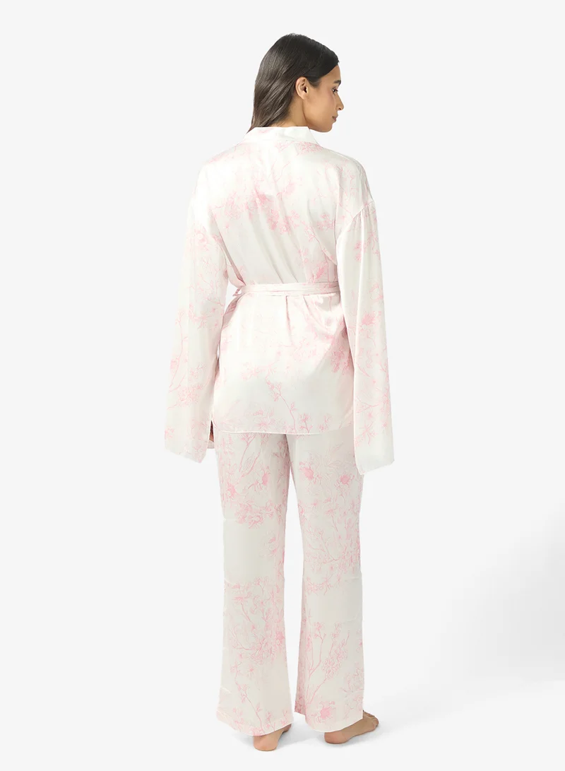 ايلا طقم بيجامة علوي برداء مطبوع