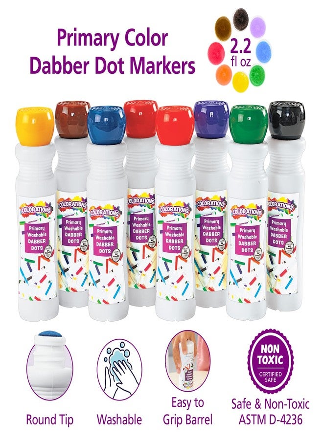 Colorations 8 Dot Markers, Dab Markers, Dot Markers, Dabber, Washable, Non Toxic, Art, Craft, Art Supplies, Coloring, Drawing, Preschool, Kids, Toddlers, Bingo Daubers, Dotters, Prime Color Markers for Kids, Home - Image 2