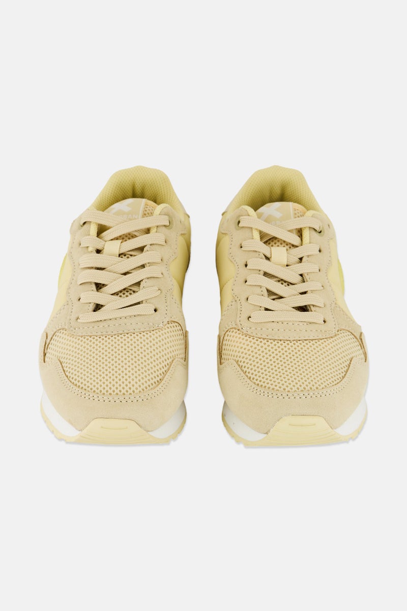 Xti Women Lace Up Casual Sneaker, Yellow - Image 4