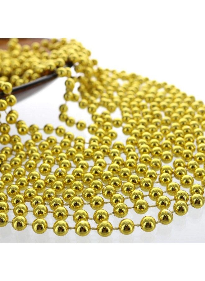GiftExpress 33" 7Mm Metallic Gold Beaded Necklaces Bulk Mardi Gras Party Beads Necklaces Holiday Beaded Costume Necklace For Party (Gold 12 Pack)  - Image 3