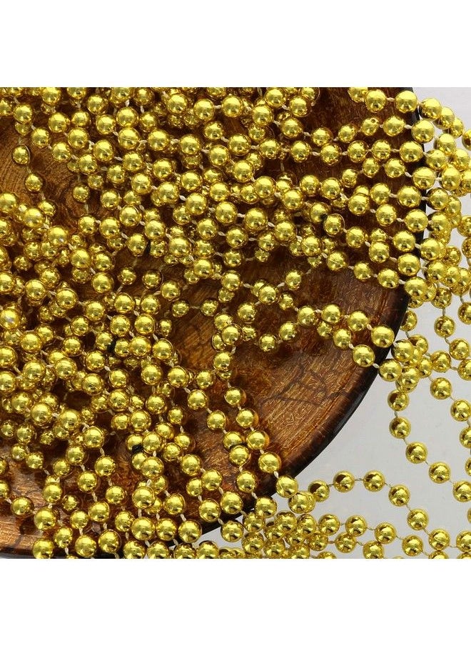 GiftExpress 33" 7Mm Metallic Gold Beaded Necklaces Bulk Mardi Gras Party Beads Necklaces Holiday Beaded Costume Necklace For Party (Gold 12 Pack)  - Image 4