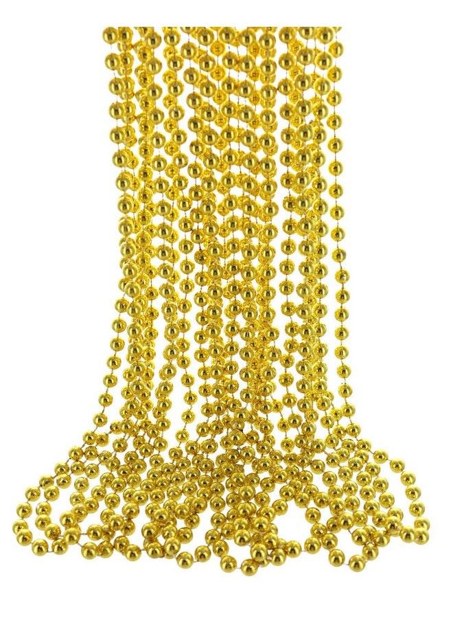 GiftExpress 33" 7Mm Metallic Gold Beaded Necklaces Bulk Mardi Gras Party Beads Necklaces Holiday Beaded Costume Necklace For Party (Gold 12 Pack)  - Image 2