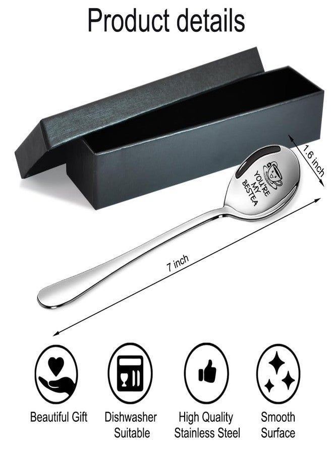 ZBBFSCSB You're My Bestea Engraved Spoon Set, Funny Engraved Stainless Steel Tea Spoons for Afternoon Cuppa Together With Bestie, Thanksgiving Gifts for Tea Lover Friend Brother Sister - Image 2