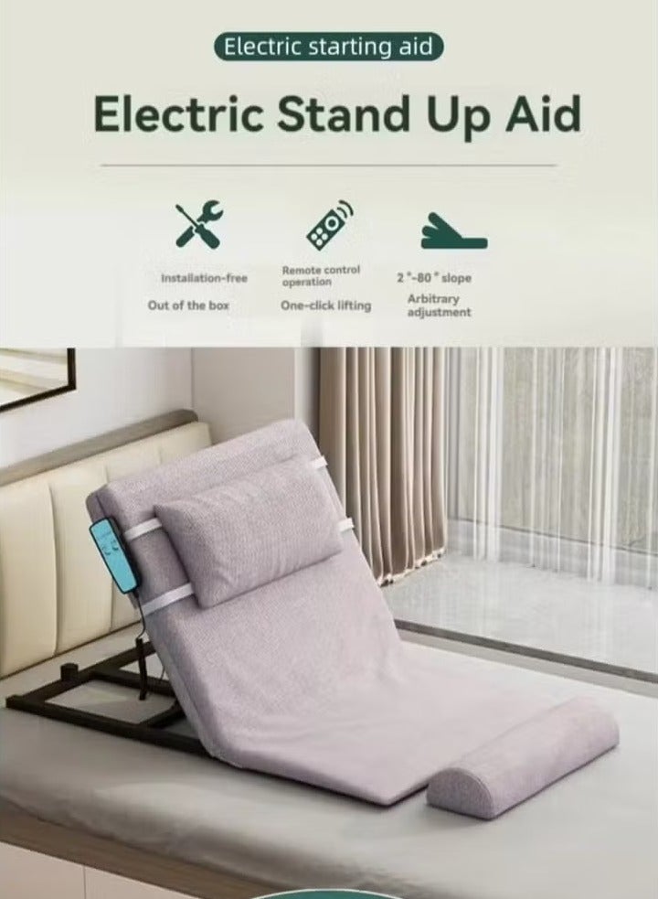 والالا مسند ظهر سرير كهربائي قابل للتعديل لرفع الظهر لدعم أسفل الظهر للمريض، يساعد كبار السن على الخروج من السرير بسهولة، قضبان سرير قابلة للإزالة مع جيب، سعة 200 كجم - Image 1