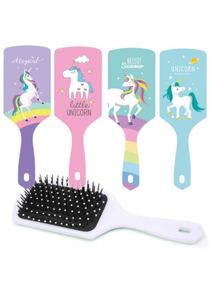 Unicorn Hair Brush, Girls Hair Brush Plastic Curly Comb with Air Cushion Anti Frizz Static Snag Tangle for Children Wet Dry Roll Hair Women and Girls, Set of 1, Random Colors - Image 2