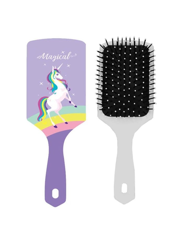 Unicorn Hair Brush, Girls Hair Brush Plastic Curly Comb with Air Cushion Anti Frizz Static Snag Tangle for Children Wet Dry Roll Hair Women and Girls, Set of 1, Random Colors - Image 1