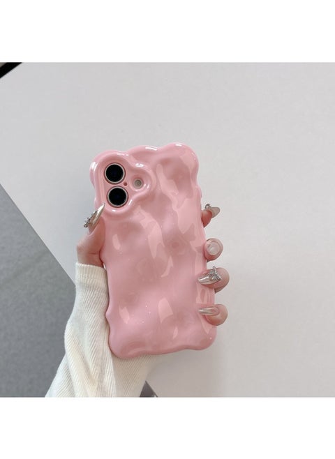 Niche High-grade Electroplated Shell For IPhone16pro Max Mobile Phone Shell Apple 15 14/13 Creative-Color:Qf Wave Bubble Cream Powder-Applicable Models:15plus (without Packaging)