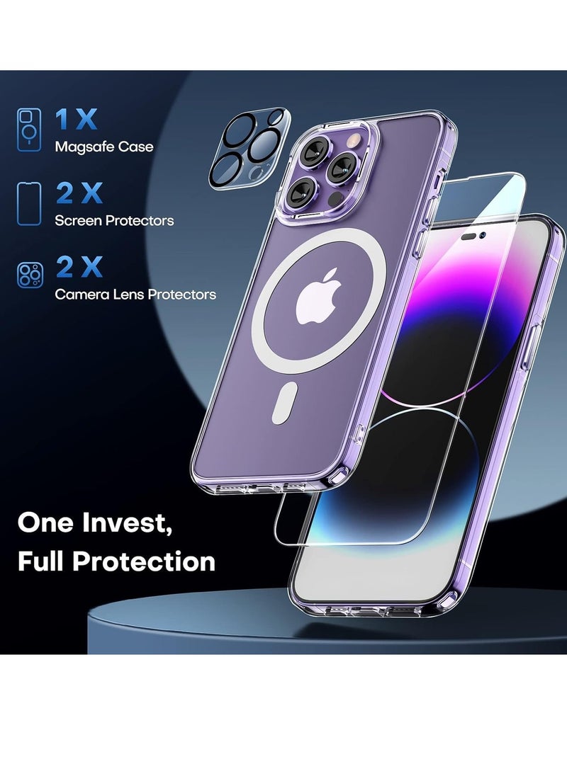 ELTRAZONE - [Updated] [1+2+2] Magnetic Case compatible with iPhone 15 Pro Max [Anti-Yellowing] [Fit for Ma-gs-afe] with Screen Protector (2 Pack) +Camera Protector (2 Pack), Clear Case Cover (15 Pro Max, Clear) - Image 1