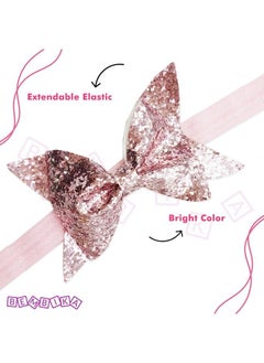 BEMBIKA Bow Headband For Baby Girl Hair Accessories For Girls Baby Girl Headband Glitter Peach  - Image 5
