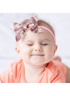 BEMBIKA Bow Headband For Baby Girl Hair Accessories For Girls Baby Girl Headband Glitter Peach  - Image 2
