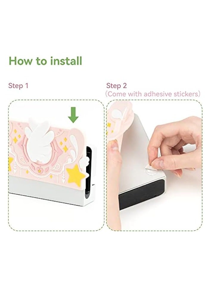 PROMASS Soft Silicone Faceplate Cover for Nintendo Switch/OLED Charging Dock, Anti-Scratch Dock Cover- Star Wings Series (Pink) - Image 3