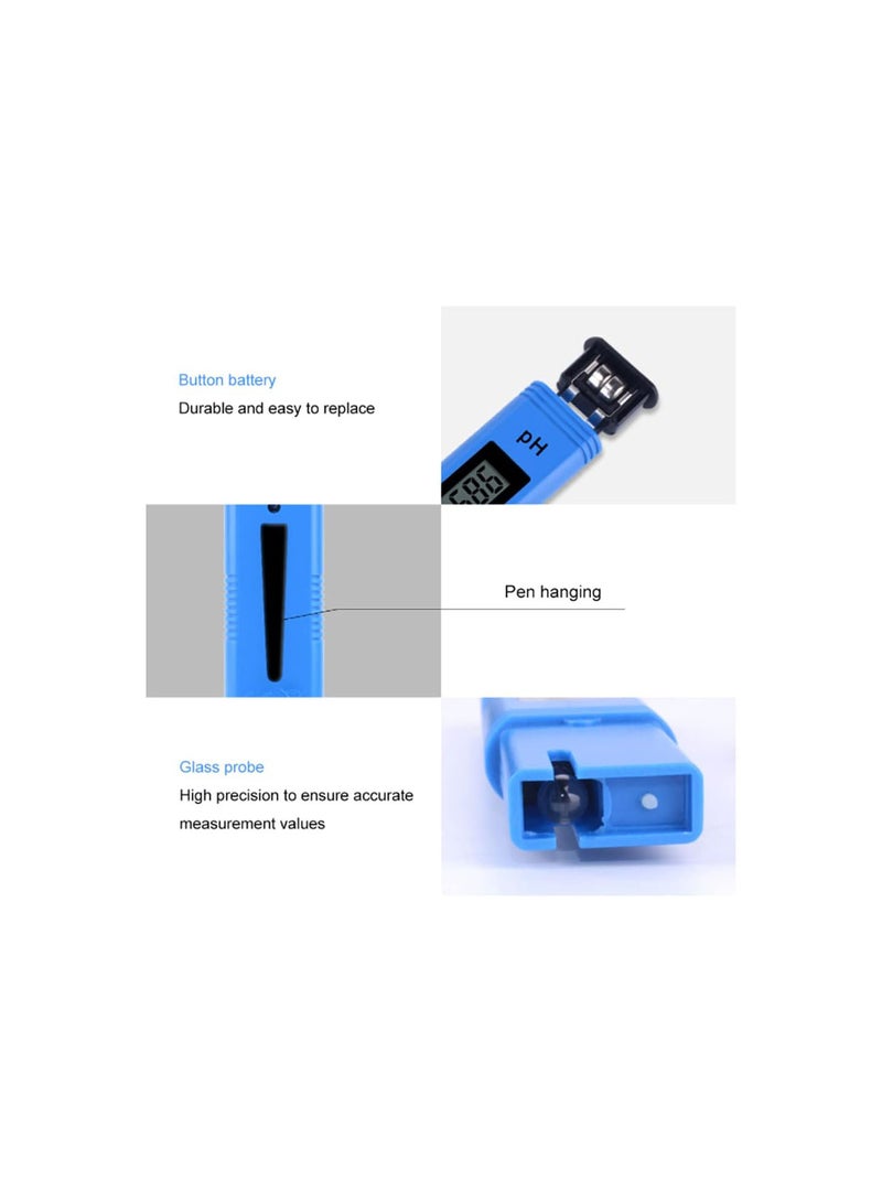 جي جوت جهاز قياس درجة الحموضة الرقمي، جهاز اختبار درجة الحموضة للمياه، جهاز قياس درجة الحموضة 0.01PH، جهاز اختبار جودة المياه، نطاق قياس 0-14PH، مناسب لحمامات السباحة، أحواض السمك، مياه الشرب المنزلية، الزراعة المائية - أزرق - Image 4
