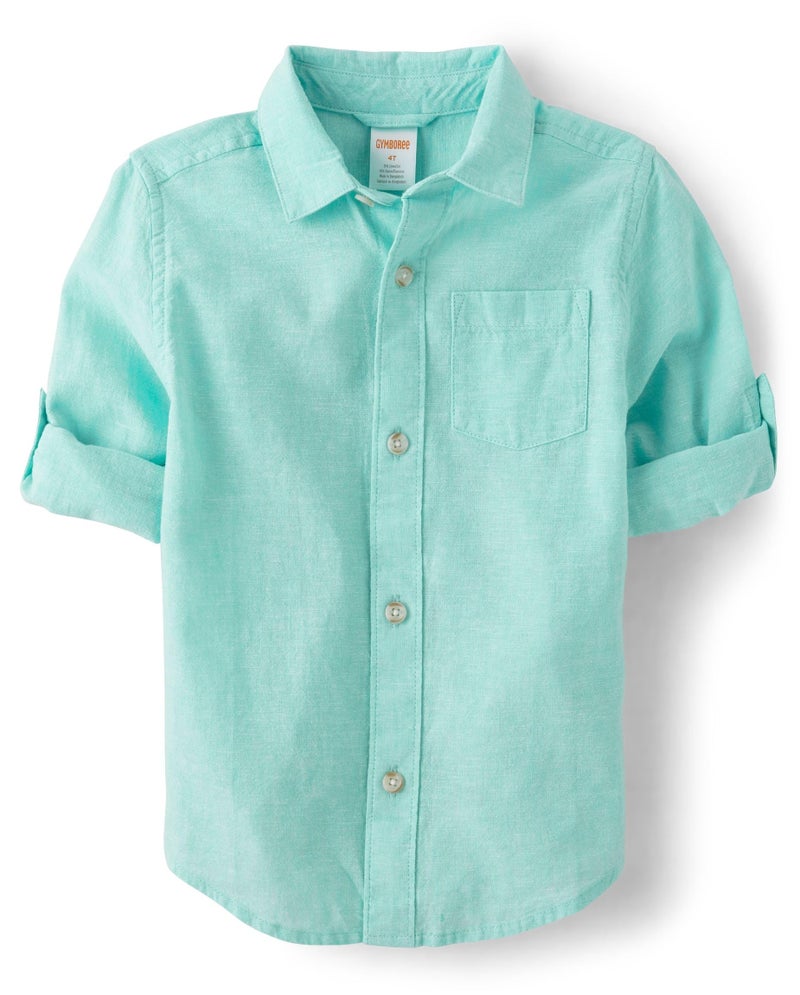GYMBOREE قمصان بأكمام طويلة مزودة بأزرار للأطفال من جيمبوري، قبلة البحر، 6 - Image 1
