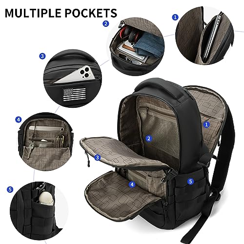 Wotony Military tactical backpack backpack for men black small tactical assault bag polyurethaneblack 20 inch - Image 3