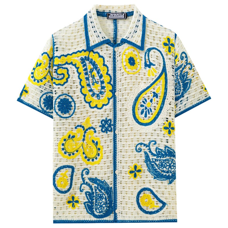 Men's Short Sleeve Knit Polo Shirt - Apricot - Image 2
