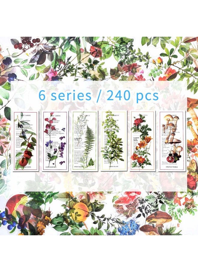Mayplous - 6 Packs Scrapbook Stickers Flower Stickers Decoration Sticker Planner Stickers Assorted in Plant Stickers Clear PET for Scrapbooking Diary Album Journals DIY Arts and Crafts (Monet) - Image 1