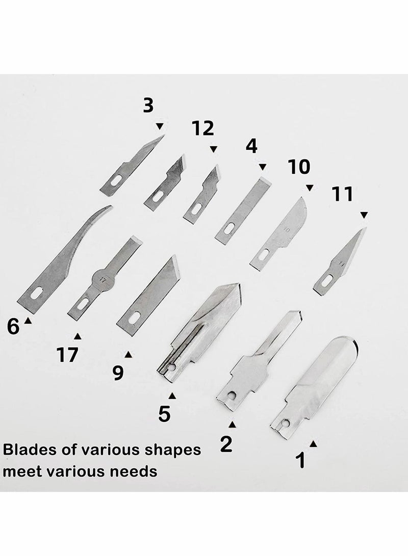 Craft Knife Set, Precision Exacto Utility Art Pumpkin Wood Carving Hobby Knife Blades Making Set Kit, 2 Pc with 14 Blades  - Image 4