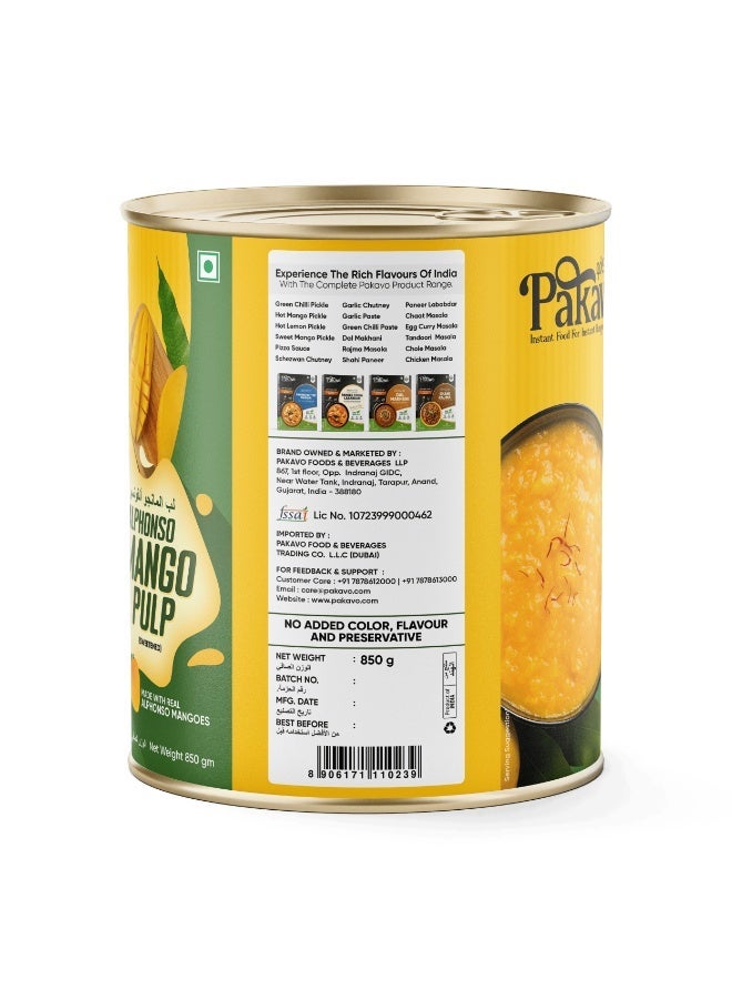 Pakavo Alphonso Mango Pulp 850g - Premium Quality, No Added Preservatives, Thick, Rich & Aromatic - Image 3