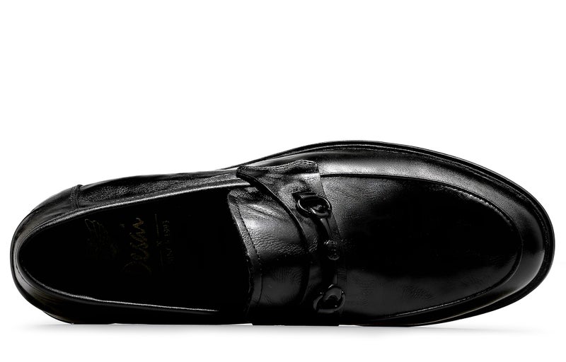 Desai Top Grain Cow Leather Loafers Men's Black - Image 3