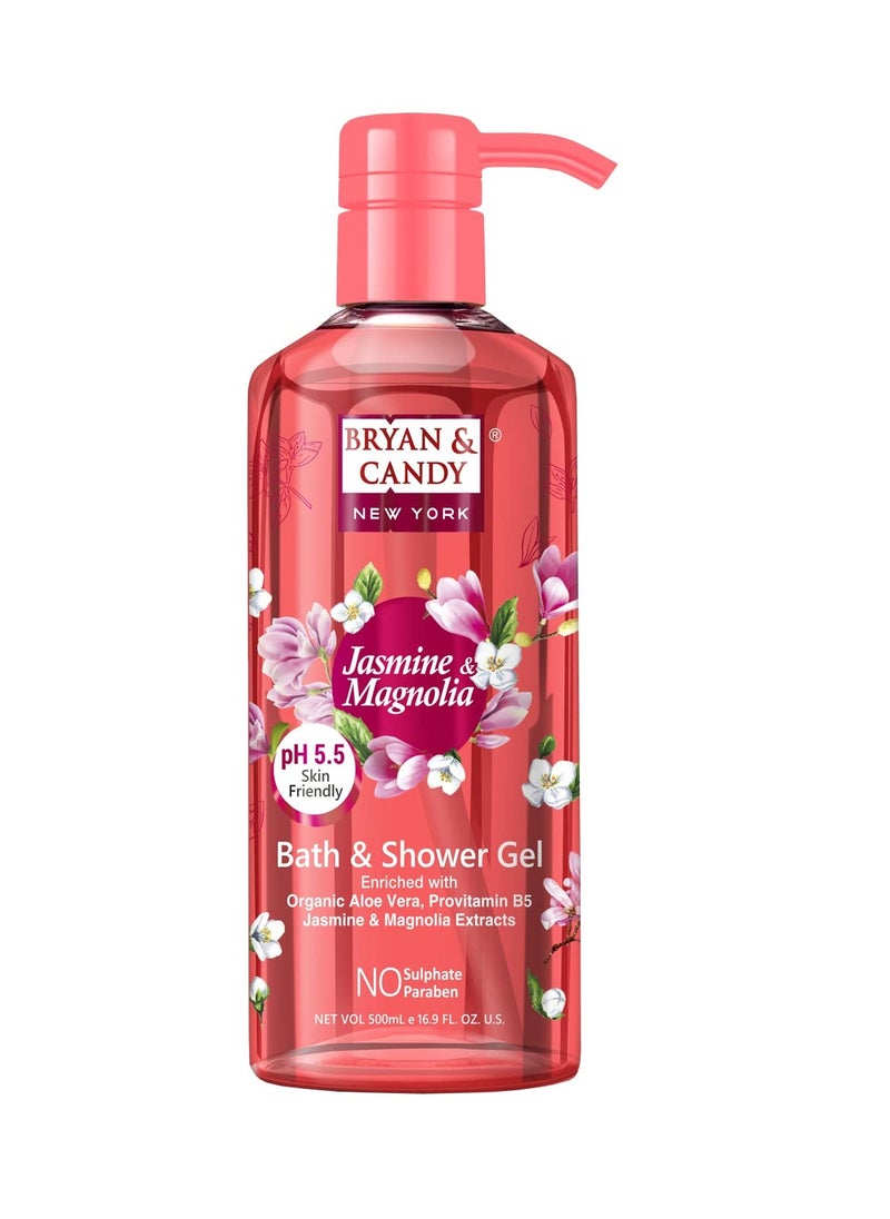 BRYAN & CANDY - Bryan And Candy Jasmine Magnolia Bath And Shower Gel Enriched with Organic Aloe Vera Pro Vitamin B5 Jasmine Mangolia Extracts Skin Friendly 500Ml - Image 1