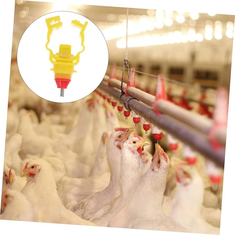 سقاية دجاج أوتوماتيكية 20 قطعة، مغذي دواجن متين، شارب على شكل برغي للدلاء وحظيرة، لون عشوائي - Image 4