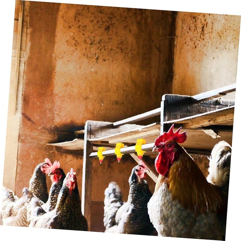 سقاية دجاج أوتوماتيكية 20 قطعة، مغذي دواجن متين، شارب على شكل برغي للدلاء وحظيرة، لون عشوائي - Image 3