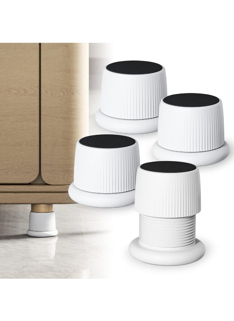 Rock Pow Adjustable Furniture Bed Risers 1.6-2.6 inch Bed Risers White Durable Plastic and Anti Slip Couch Risers 2 inch for Sofa Bed Table and Chair Lifts(4 pcs)  - Image 1