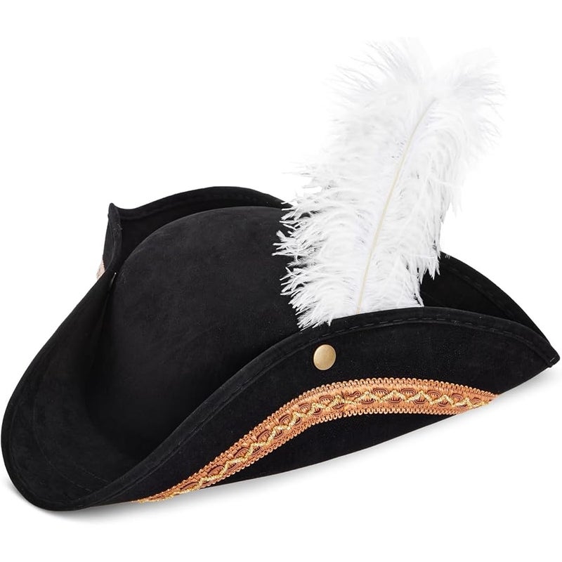 Juvale Tricorn Pirate Hat - Fun Party Pirate Costume Colonial Hat 17 x 13 x 3.5 Inches - Image 1