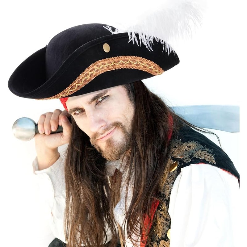 Juvale Tricorn Pirate Hat - Fun Party Pirate Costume Colonial Hat 17 x 13 x 3.5 Inches - Image 2