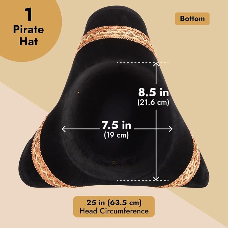 Juvale Tricorn Pirate Hat - Fun Party Pirate Costume Colonial Hat 17 x 13 x 3.5 Inches - Image 5