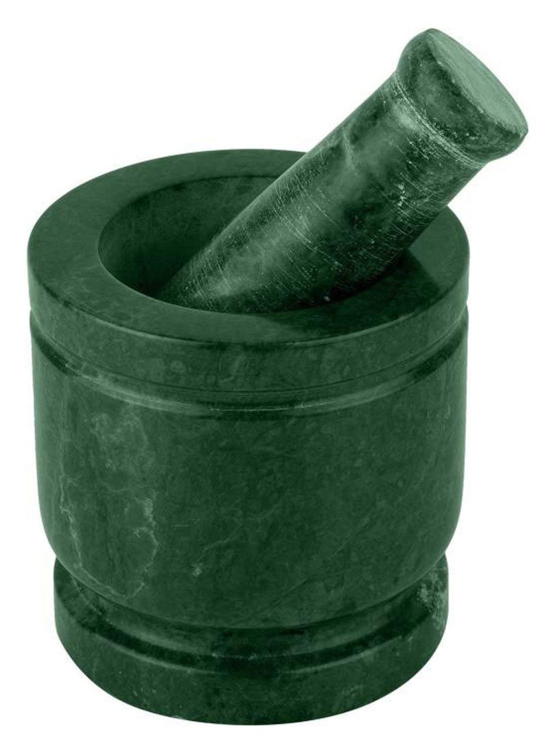 IMAGICART Green Marble Imam Dasta Granite Mortar and Pestle Set Ohkli Musal Kundi Kharal or khalbatta Spice Grinder for Kitchen Green 4x4 Inchs - Image 2