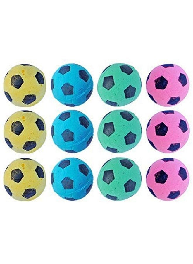 PETFAVORITES PETFAVORITES Cat Toy, Foam Sponge Soccer Ball (12 Pack), Interactive Pet Kitten Cat Exercise Toy Balls, Soft, Bouncy, Noise Free, Indoor, Pink, Yellow, Blue, Green  - Image 2