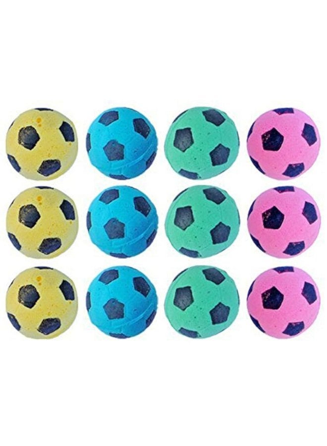 PETFAVORITES PETFAVORITES Cat Toy, Foam Sponge Soccer Ball (12 Pack), Interactive Pet Kitten Cat Exercise Toy Balls, Soft, Bouncy, Noise Free, Indoor, Pink, Yellow, Blue, Green  - Image 1