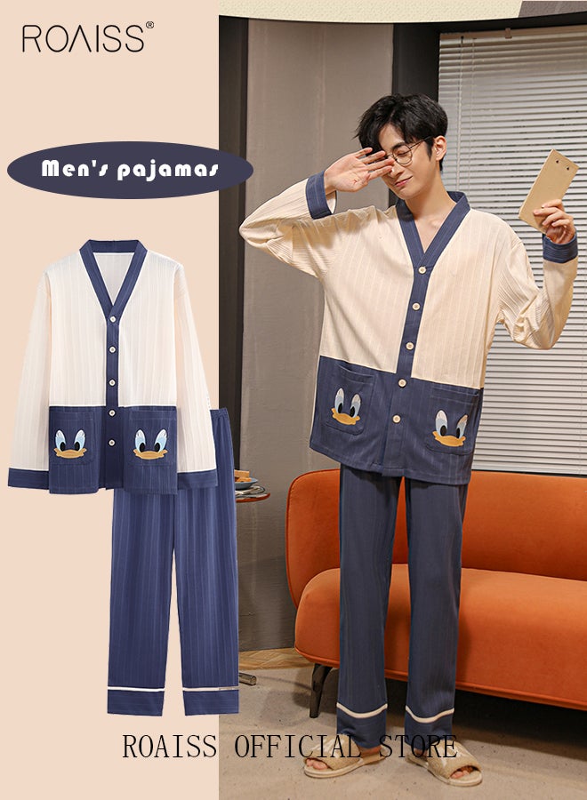 roaiss طقم بيجامات للأزواج بأكمام طويلة للرجال والنساء، لطيف بمقاس كبير، ملابس منزلية للربيع والخريف، هدية لصديقها وصديقتها وزوجها - Image 5